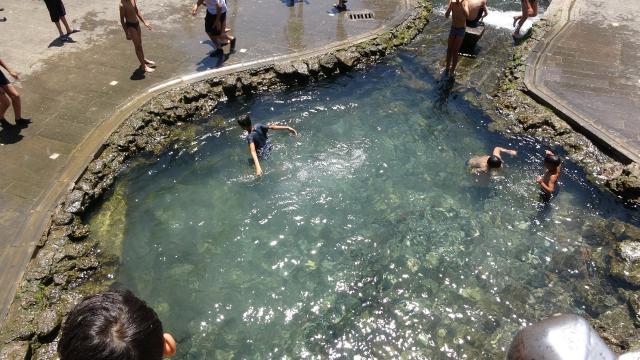 Diyarbakır’da karne alan çocuklar soluğu süs havuzunda aldı