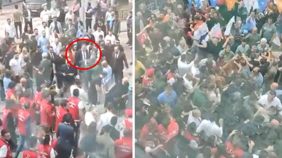 CHP'li lider, AK Parti standının önünden geçtiği sırada ortalık karıştı