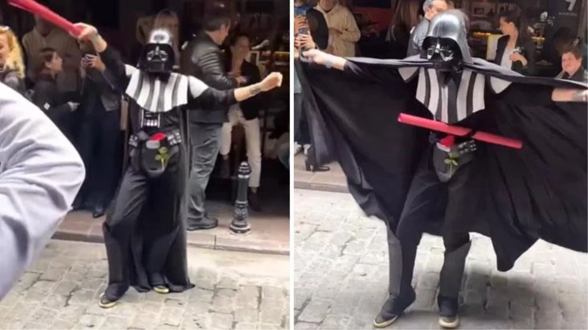 Tekçe Akalay, Star Wars kostümü giyerek sokak ortasında göbek attı