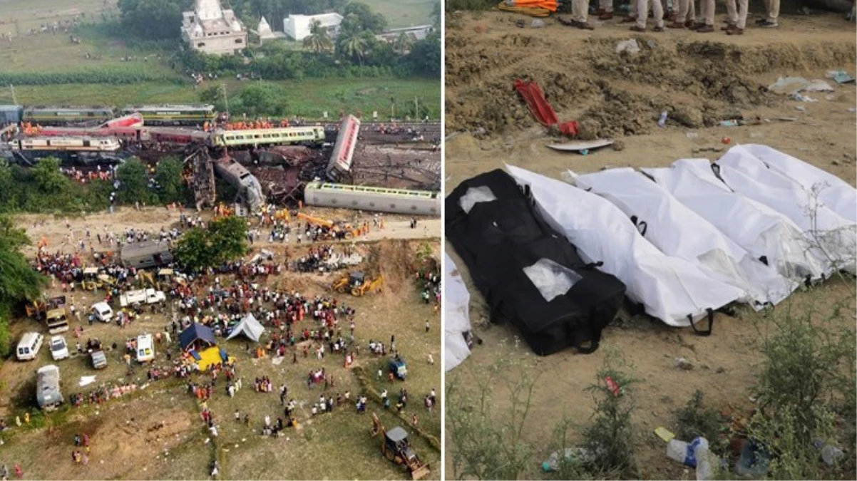 Hindistan'da 288 kişinin ömrünü yitirdiği kaza sonrası bölgeden gelen manzaralar fecî