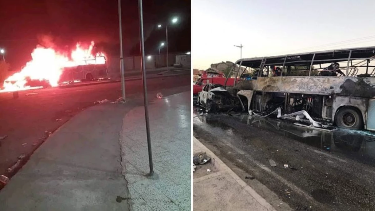 Cezayir'de yolcu otobüsü arabayla çarpıştı! 34 kişi yanarak can verdi, 12 kişi yaralandı