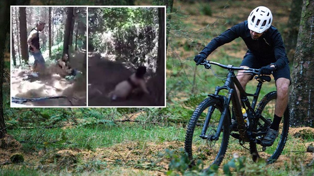 Çift ormanda bisiklet yolunda ilgiye girerken az daha süratle gelen bir bisiklet şoförü kendilerine çarpıyordu