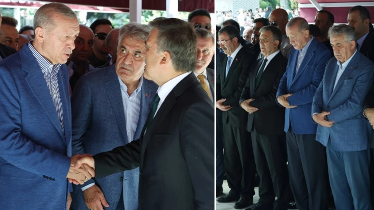Cumhurbaşkanı Erdoğan ve Abdullah Gül cenazede bir ortaya geldi