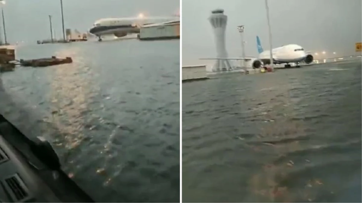 Pekin'de 4 yıl evvel açılan havaalanını su bastı