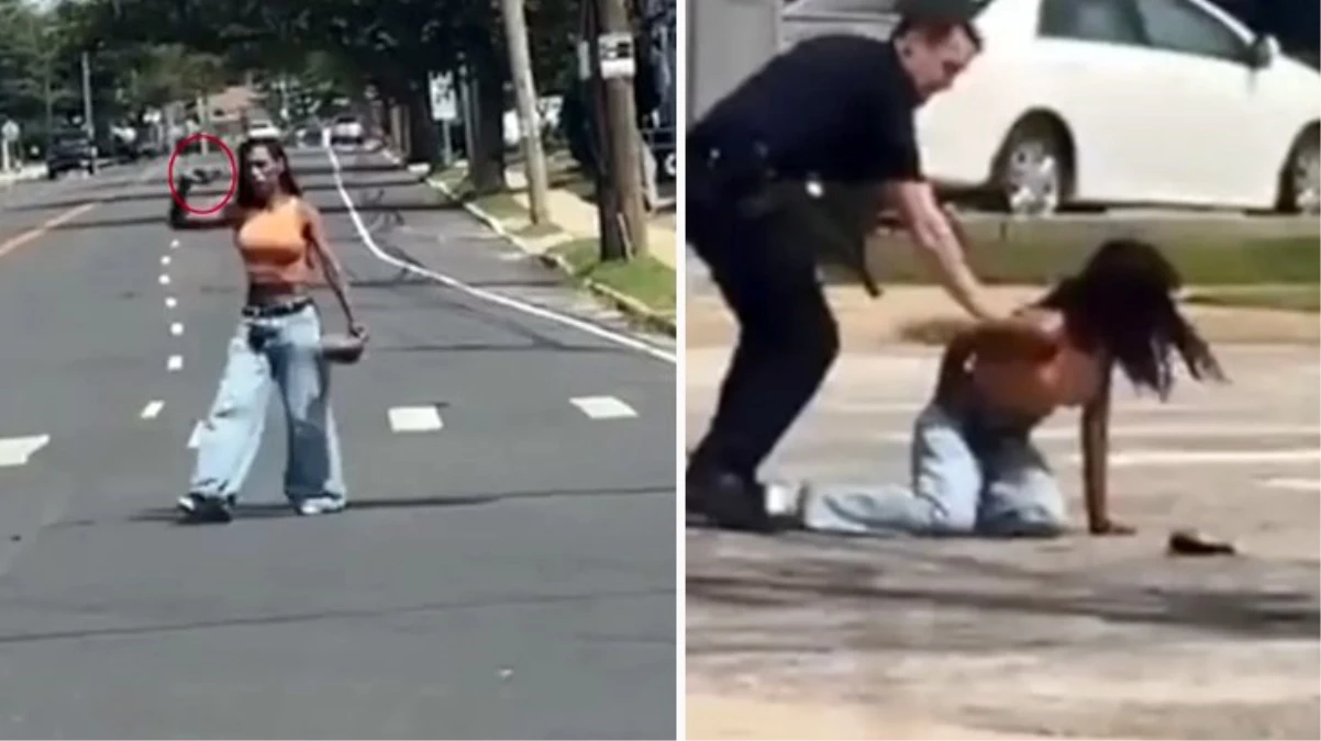 ABD polisi, elinde silahla yol ortasında yürüyen bayanı arabayla çarparak etkisiz hale getirdi