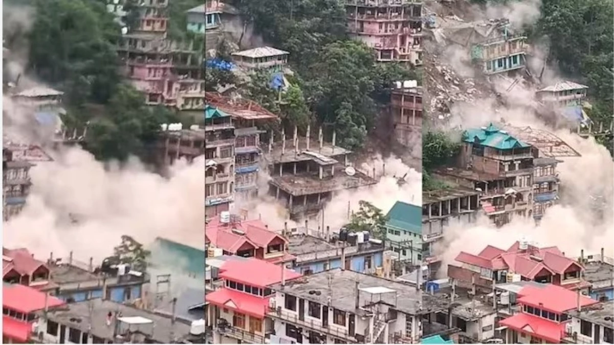 Hindistan'da çok yağışlardan ötürü meydana gelen toprak kaymasında yedi bina domino taşı üzere yıkıldı