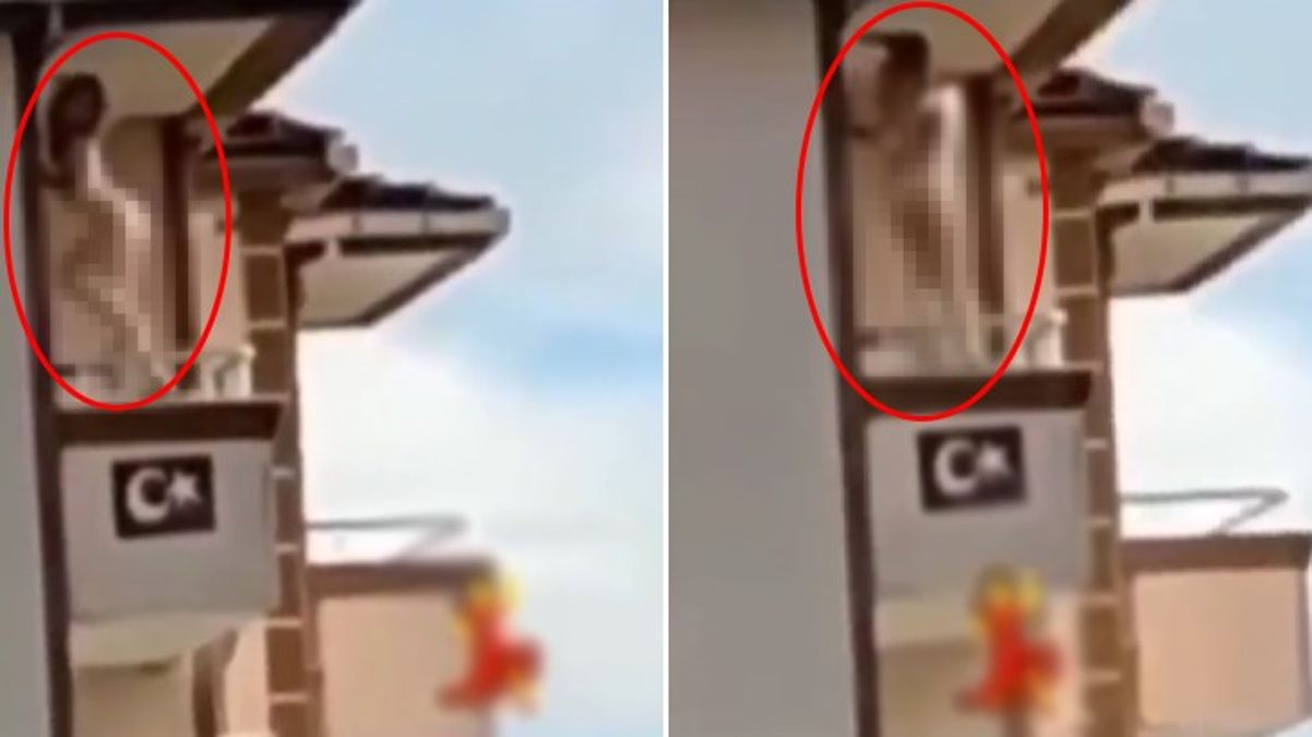İstanbul'da genç bir bayan meskeninin balkonuna çıplak halde çıkarak dakikalarca twerk yaptı